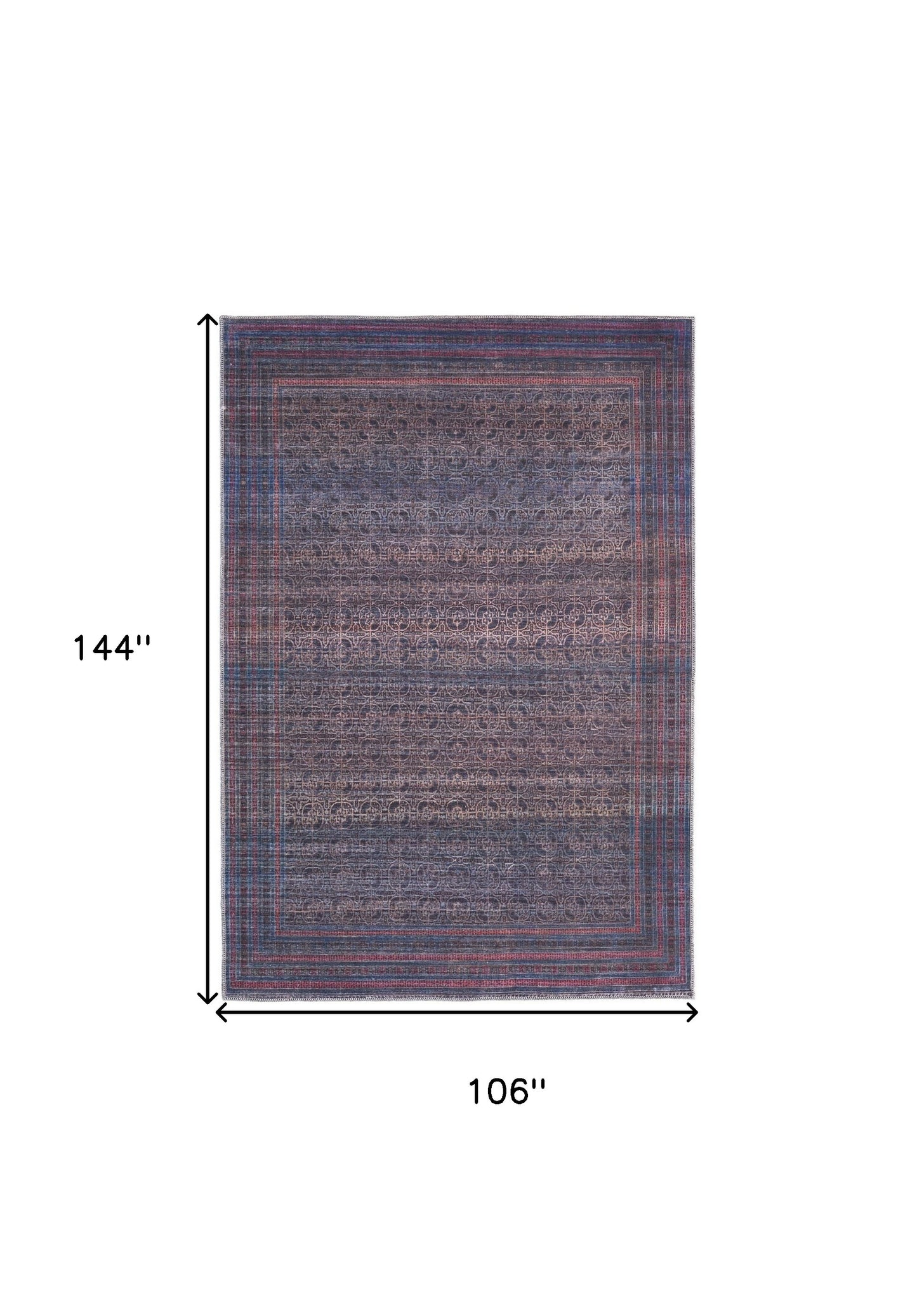 9' X 12' Blue and Ivory Floral Power Loom Area Rug - 106.0" (H) x 144.0" (W) x 0.24" (D)