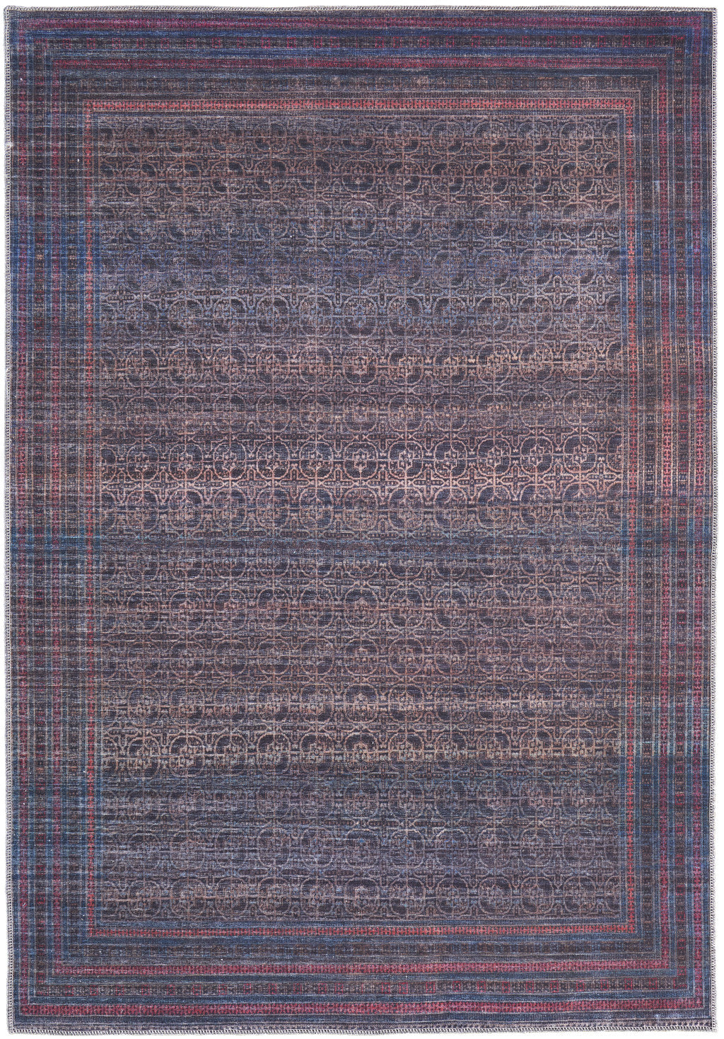 10' X 14' Blue and Purple Oriental Power Loom Area Rug - 24.0" (L) x 36.0" (W) x 0.24" (H)