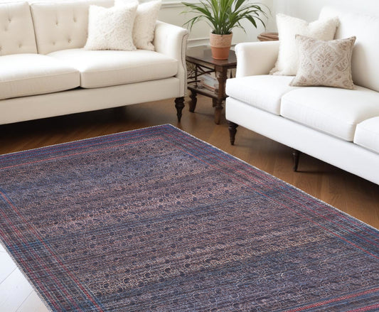 10' X 14' Blue and Purple Oriental Power Loom Area Rug - 24.0" (L) x 36.0" (W) x 0.24" (H)