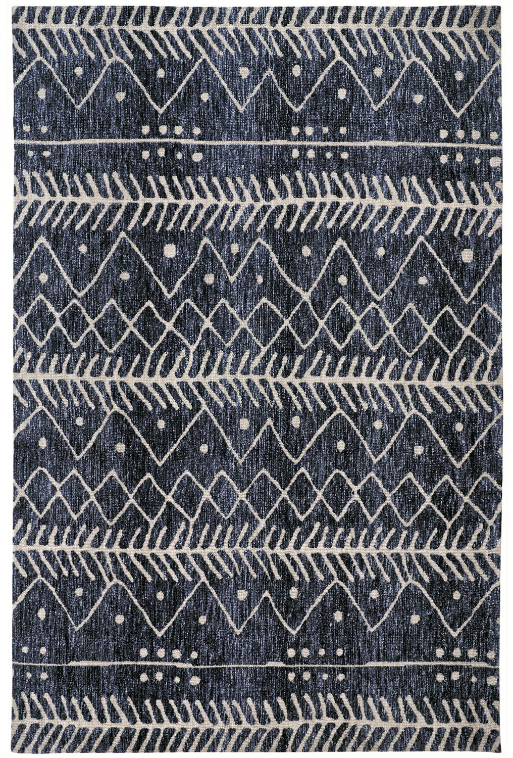 2' X 3' Blue And Ivory Striped Stain Resistant Area Rug - 45.0" (L) x 69.0" (W) x 0.32" (H)