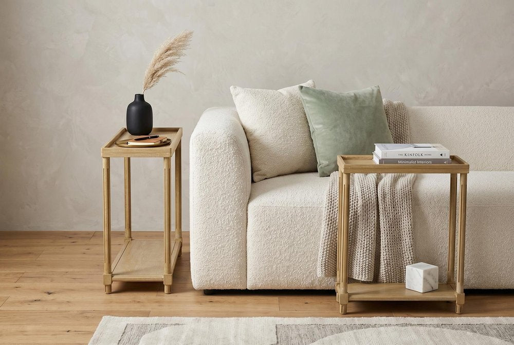 Set Of Two 24" Oak Brown Wood Rectangular End Tables With Shelf HomeRoots