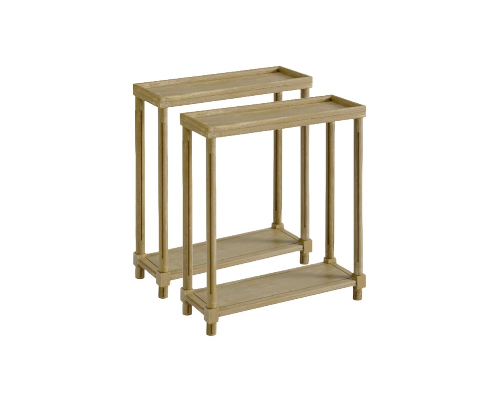 Set Of Two 24" Oak Brown Wood Rectangular End Tables With Shelf HomeRoots