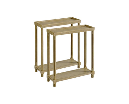Set Of Two 24" Oak Brown Wood Rectangular End Tables With Shelf HomeRoots