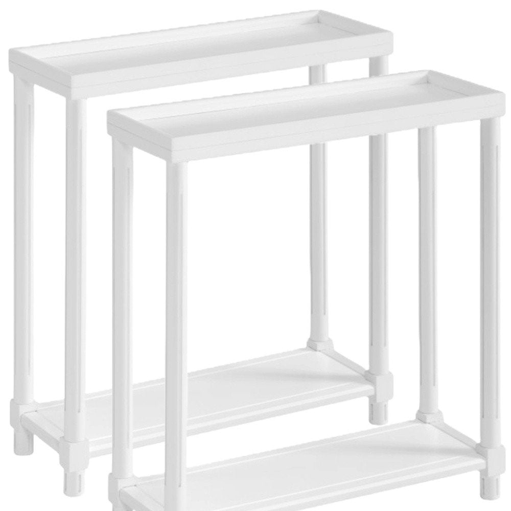 Set Of Two 24" White Wood Rectangular End Tables With Shelf HomeRoots