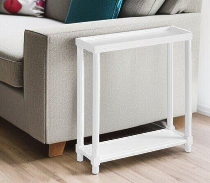 Set Of Two 24" White Wood Rectangular End Tables With Shelf HomeRoots