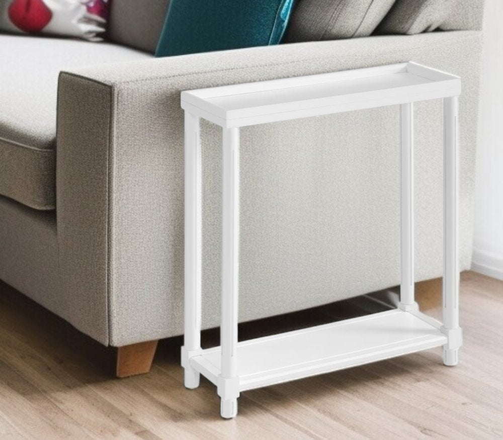 Set Of Two 24" White Wood Rectangular End Tables With Shelf HomeRoots