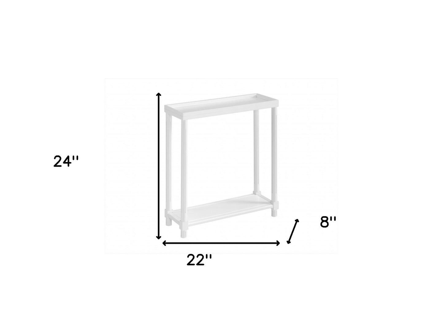 Set Of Two 24" White Wood Rectangular End Tables With Shelf