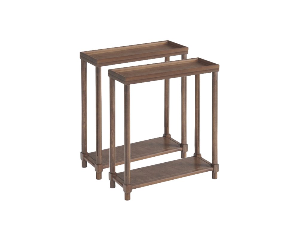 Set Of Two 24" Brown Wood Rectangular End Tables With Shelf HomeRoots