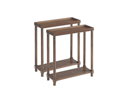 Set Of Two 24" Brown Wood Rectangular End Tables With Shelf HomeRoots