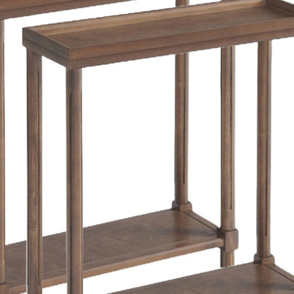 Set Of Two 24" Brown Wood Rectangular End Tables With Shelf HomeRoots