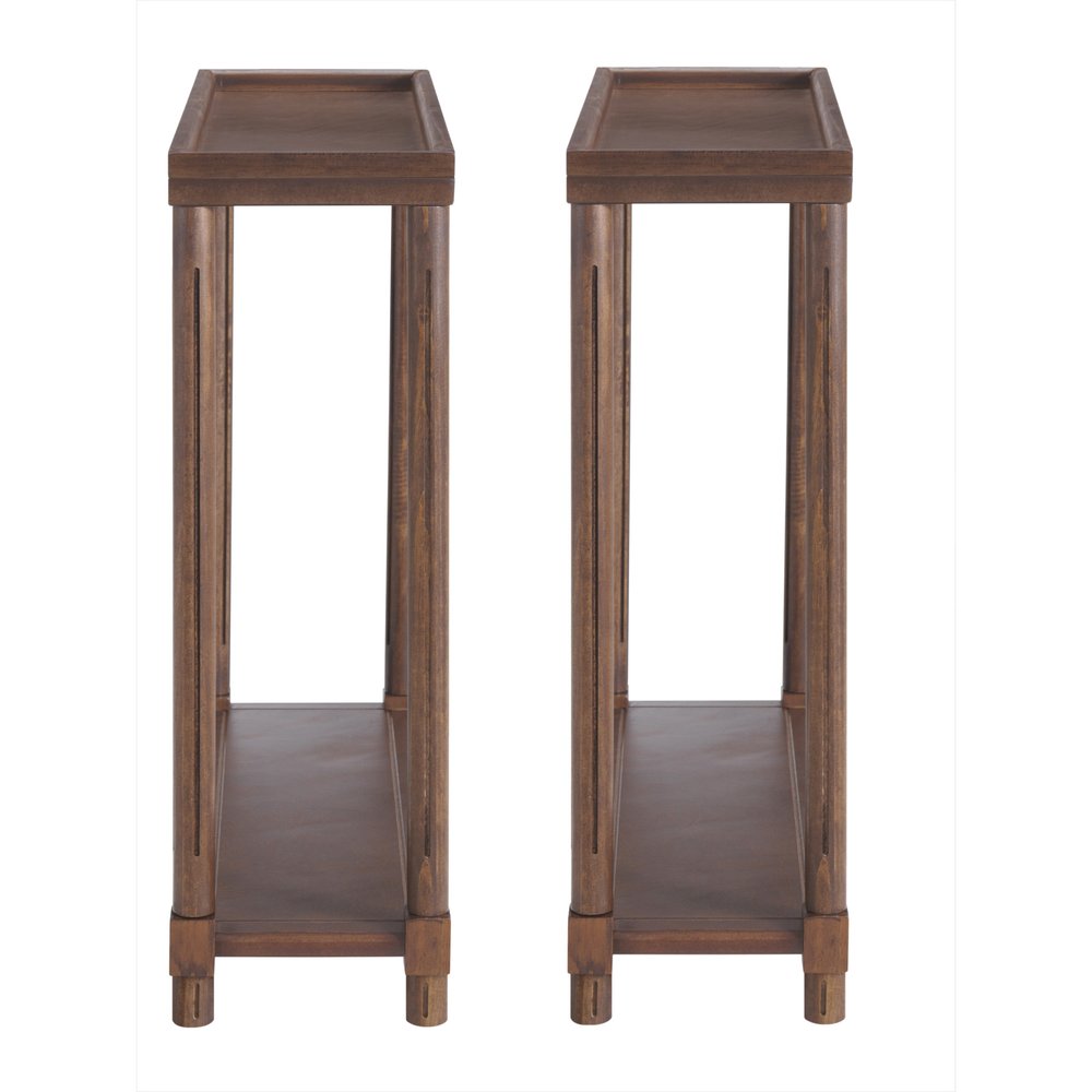 Set Of Two 24" Brown Wood Rectangular End Tables With Shelf HomeRoots