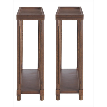 Set Of Two 24" Brown Wood Rectangular End Tables With Shelf HomeRoots
