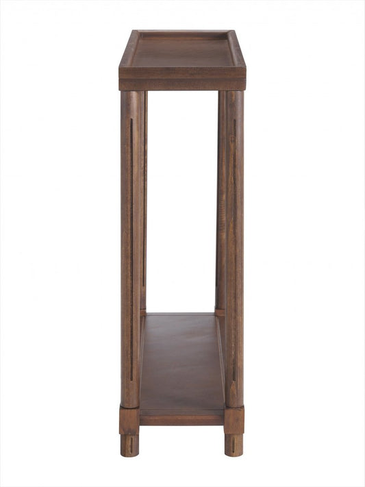 Set Of Two 24" Brown Wood Rectangular End Tables With Shelf HomeRoots