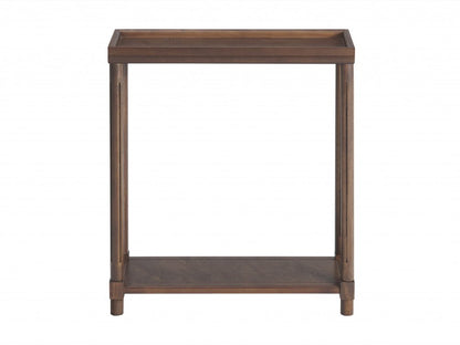 Set Of Two 24" Brown Wood Rectangular End Tables With Shelf HomeRoots