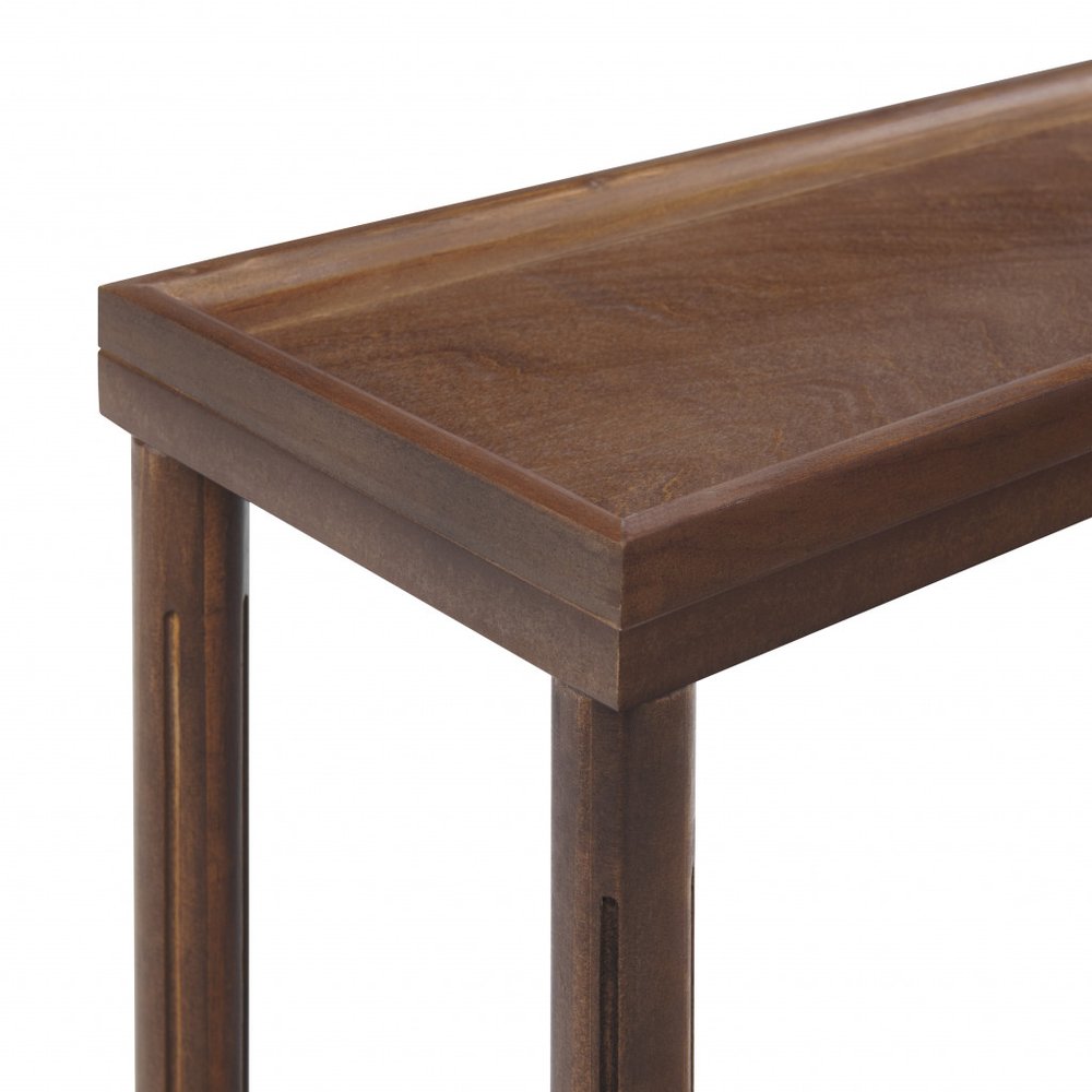 Set Of Two 24" Brown Wood Rectangular End Tables With Shelf HomeRoots