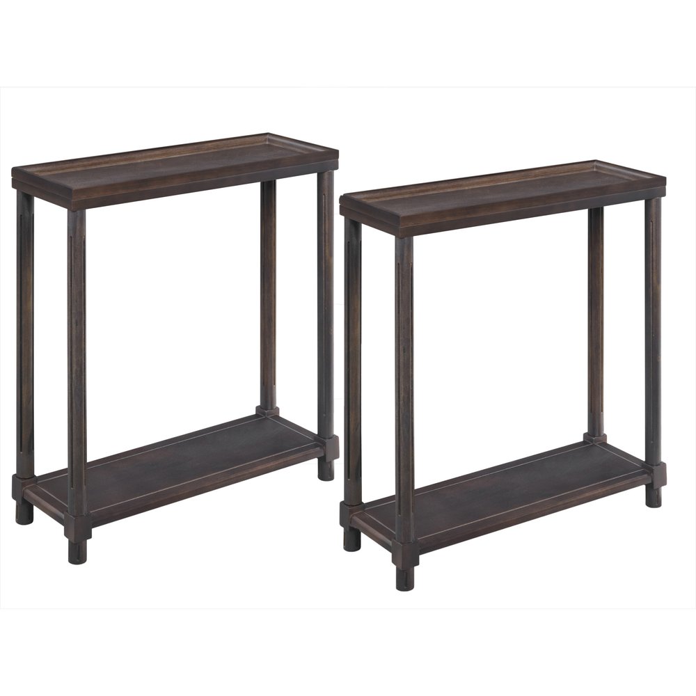 Set of Two 24" Espresso Solid Wood End Tables With Shelf HomeRoots