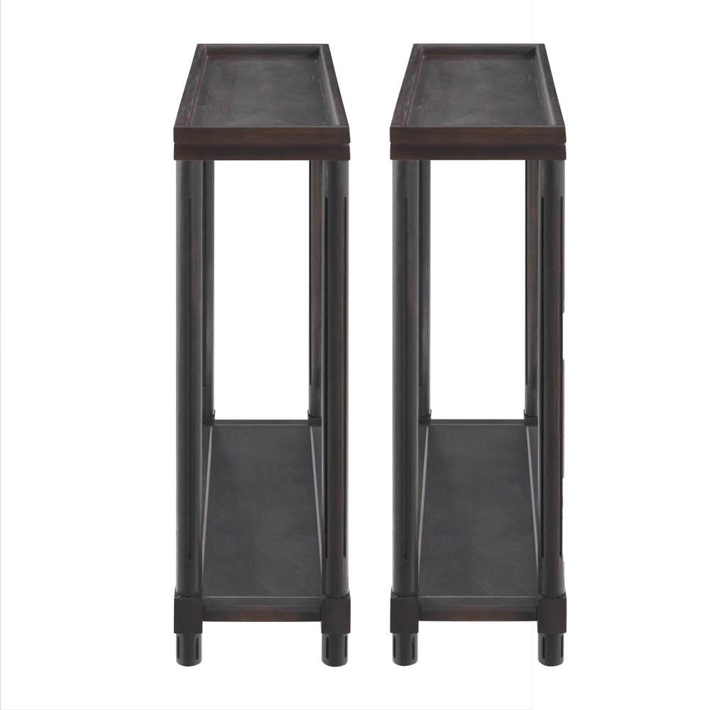 Set of Two 24" Espresso Solid Wood End Tables With Shelf HomeRoots