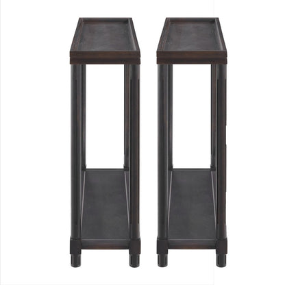 Set of Two 24" Espresso Solid Wood End Tables With Shelf HomeRoots