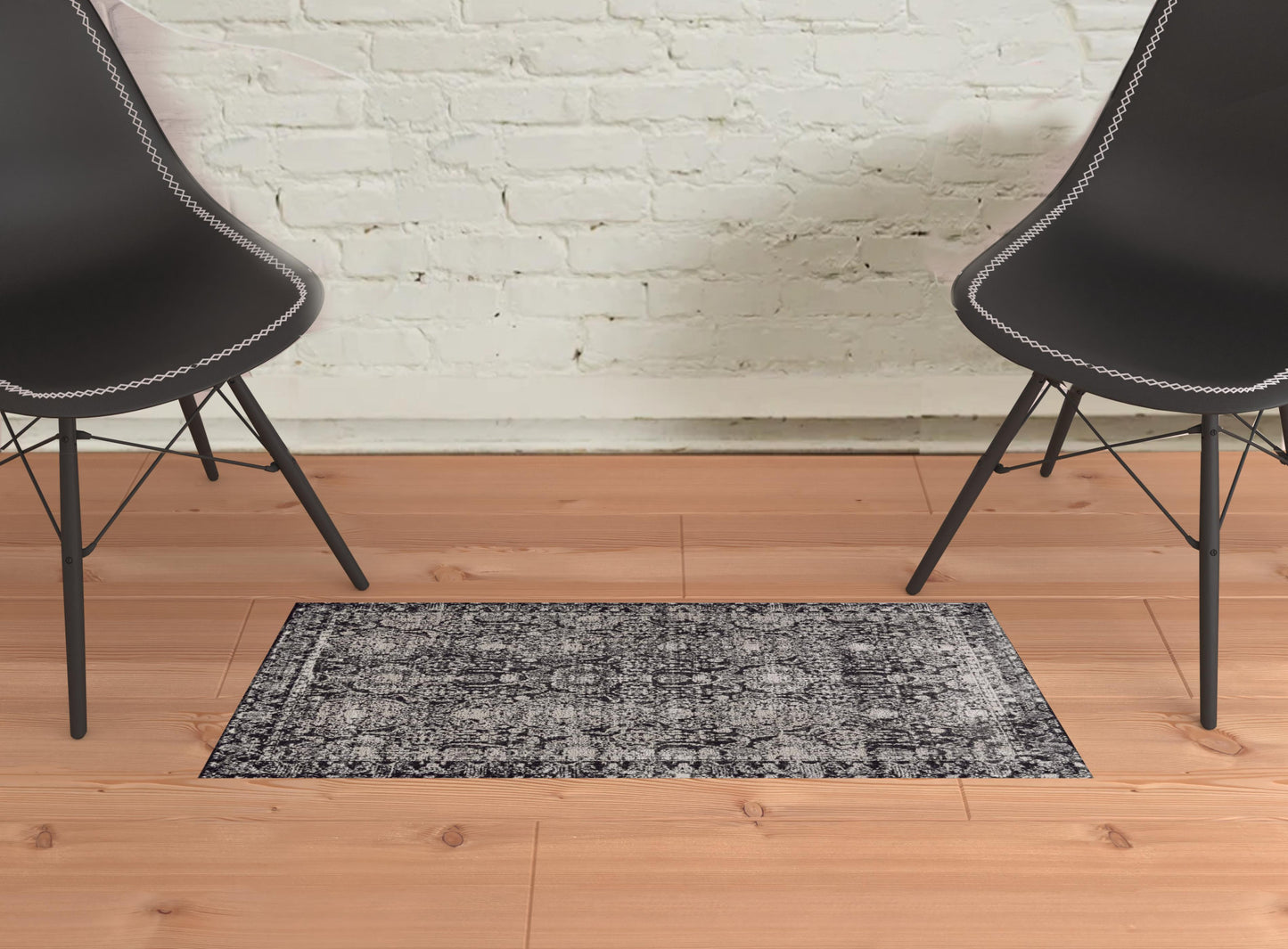 2' X 3' Gray And Ivory Abstract Stain Resistant Area Rug