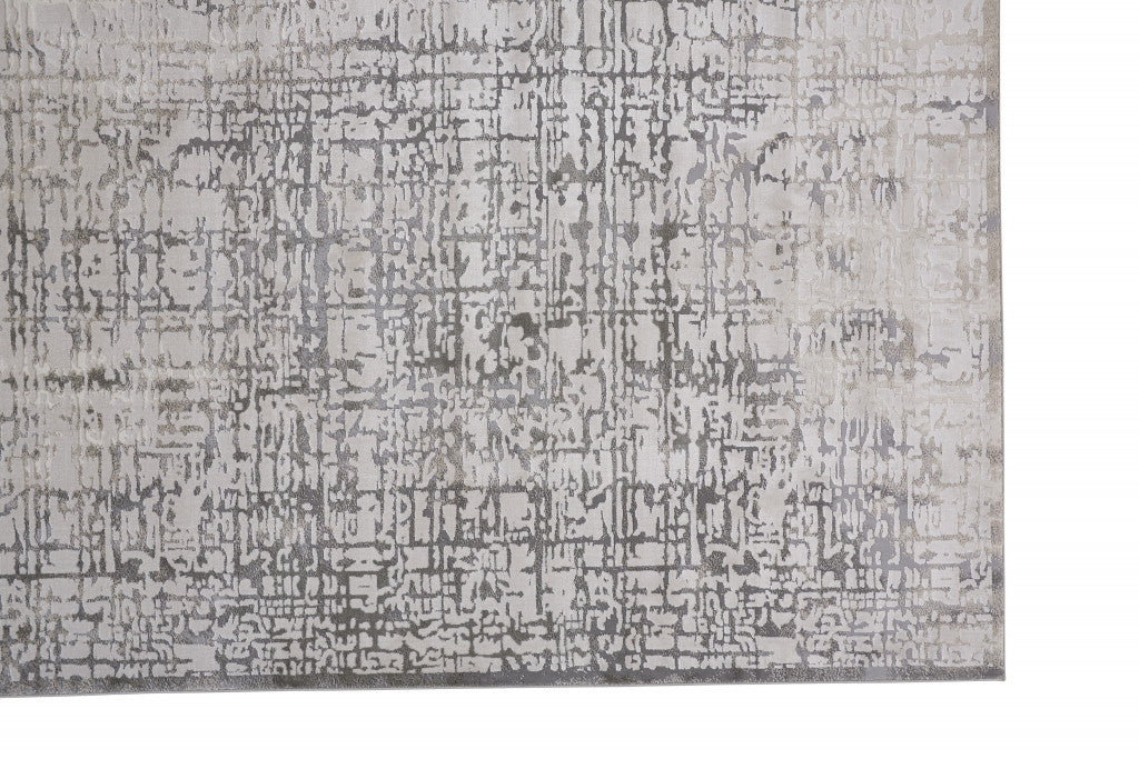 2' X 3' Gray And Ivory Abstract Stain Resistant Area Rug