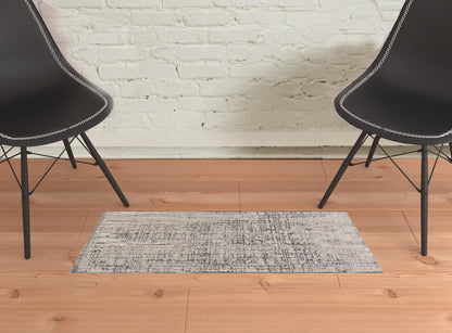 2' X 3' Gray And Ivory Abstract Stain Resistant Area Rug