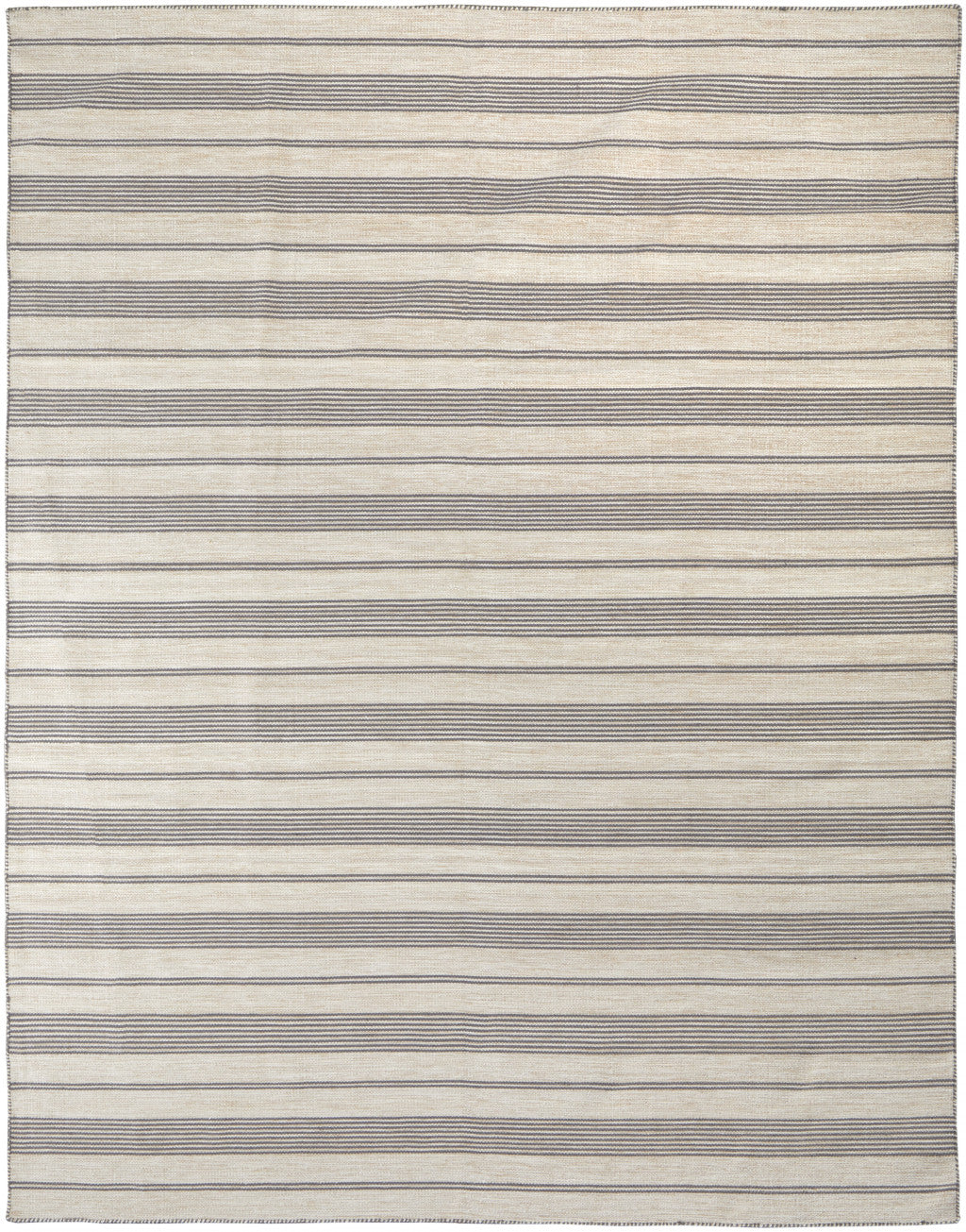 2' X 3' Gray And Ivory Striped Dhurrie Hand Woven Stain Resistant Area Rug - 46.06" (L) x 64.96" (W) x 0.98" (H)