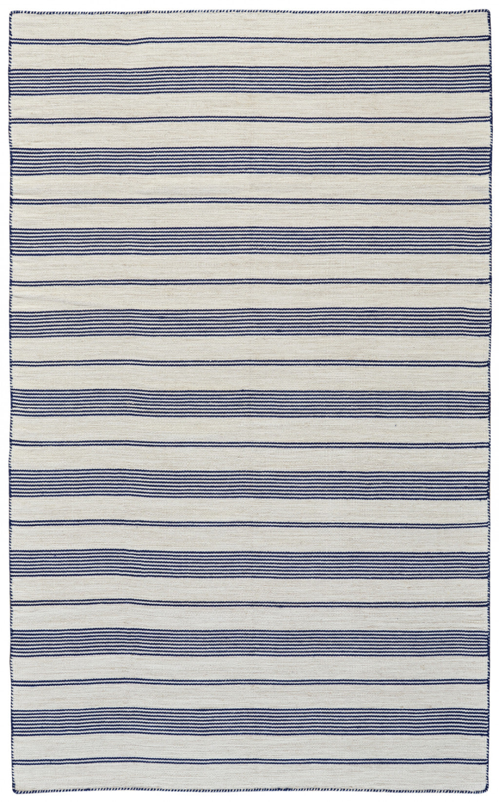 2' X 3' Blue And Ivory Striped Dhurrie Hand Woven Stain Resistant Area Rug - 45.0" (L) x 69.0" (W) x 0.32" (H)