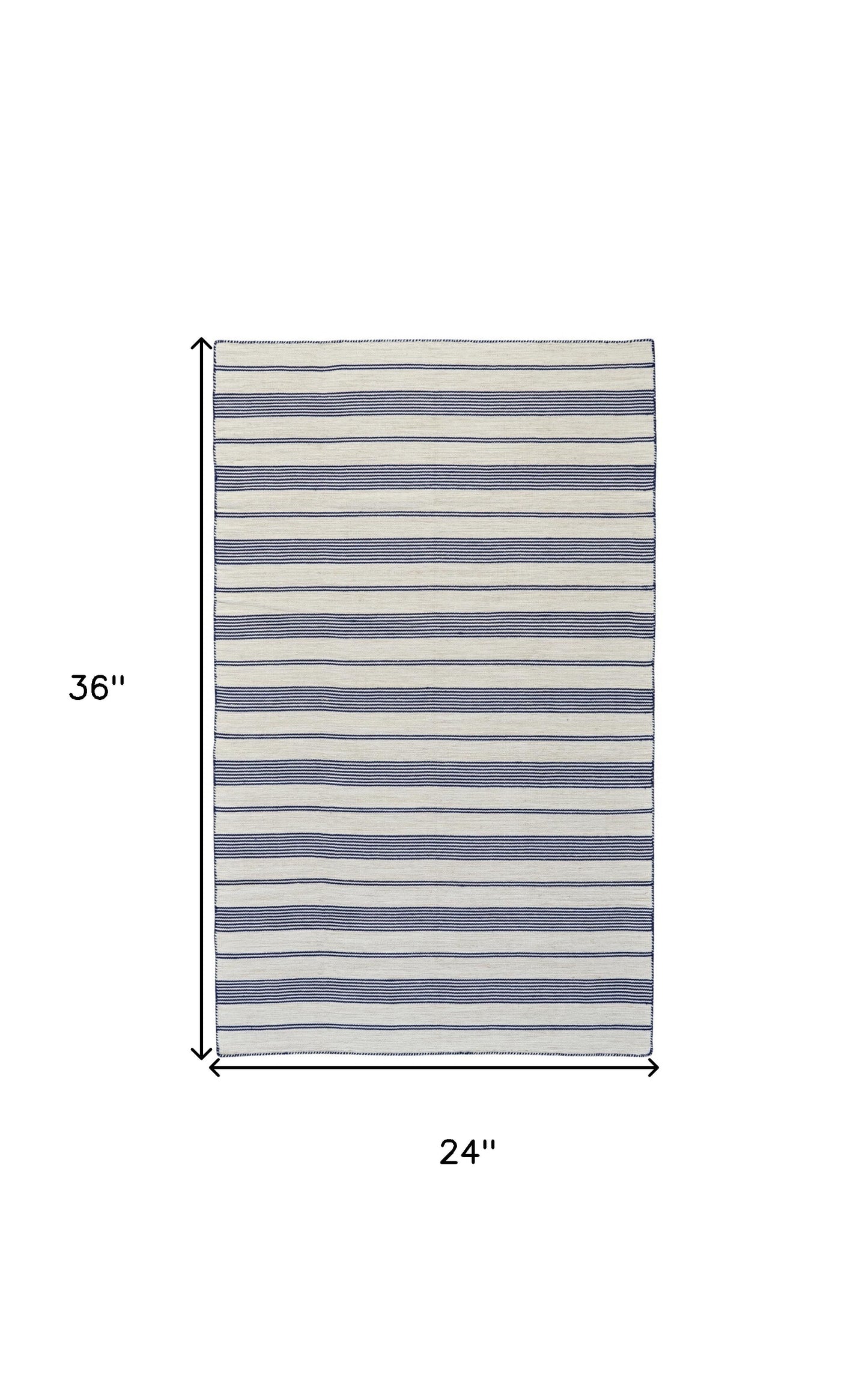 2' X 3' Blue And Ivory Striped Dhurrie Hand Woven Stain Resistant Area Rug - 45.0" (L) x 69.0" (W) x 0.32" (H)