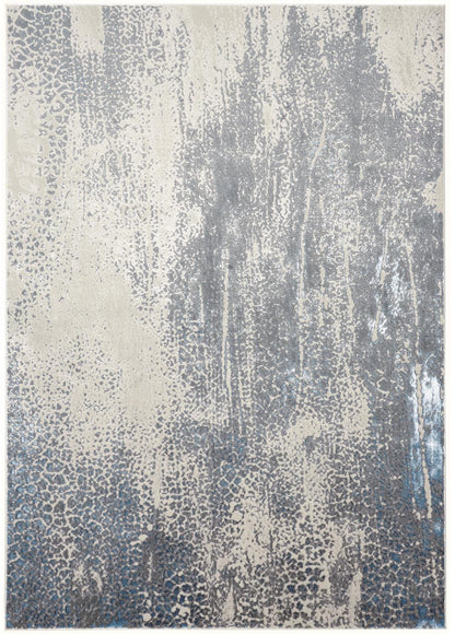 2' X 3' Gray Blue And Ivory Abstract Stain Resistant Area Rug - 48.0" (L) x 72.0" (W) x 0.28" (H)