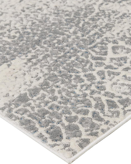 2' X 3' Gray Blue And Ivory Abstract Stain Resistant Area Rug - 48.0" (L) x 72.0" (W) x 0.28" (H)