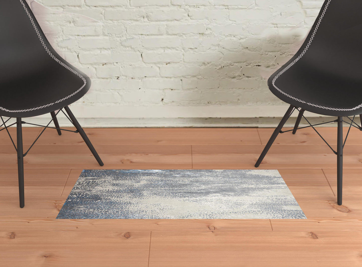 2' X 3' Gray Blue And Ivory Abstract Stain Resistant Area Rug - 48.0" (L) x 72.0" (W) x 0.28" (H)