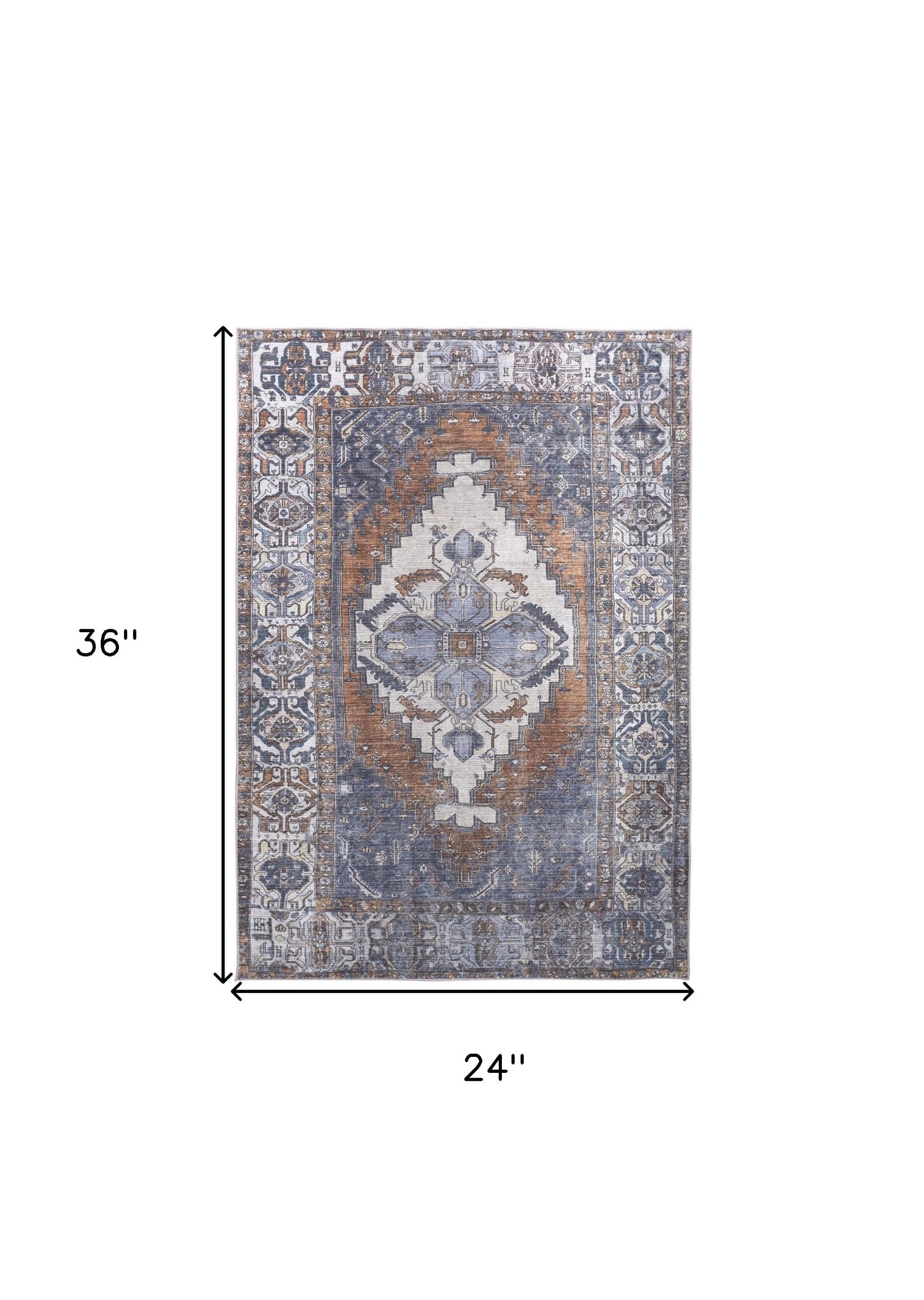 2' X 3' Blue Ivory And Brown Floral Area Rug - 45.0" (L) x 69.0" (W) x 0.5" (H)