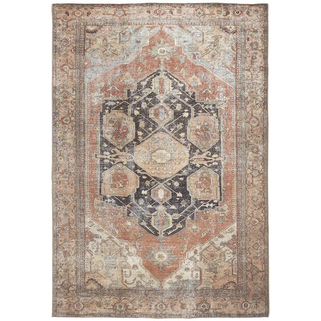 2' X 3' Orange Brown And Taupe Abstract Area Rug - 62.0" (L) x 90.0" (W) x 0.27" (H) FurniFindUSA