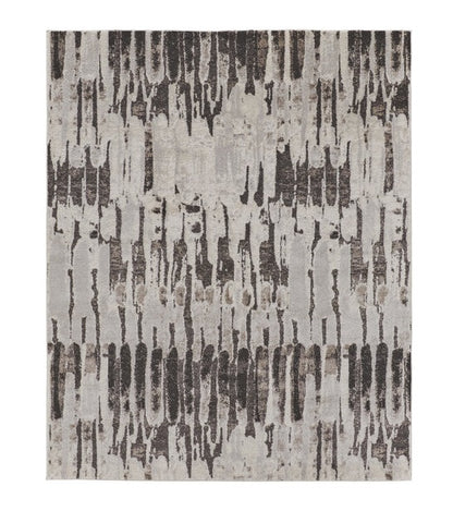 2' X 3' Gray and Ivory Abstract Power Loom Area Rug