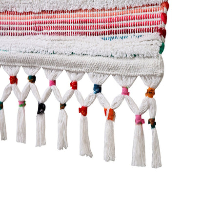 51" X 26" White Red Pink Chindi Abstract Woven Wool Hanging Tapestry