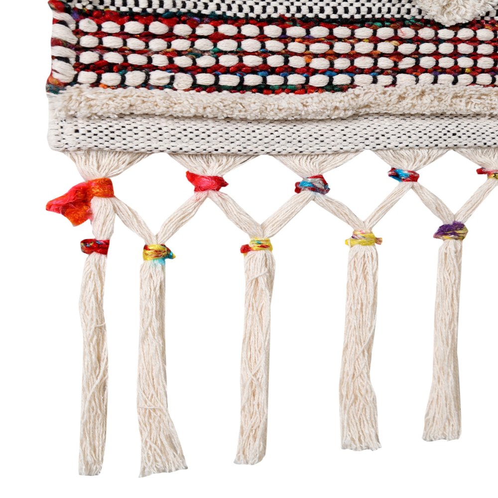 36" X 20" Red And White Geometric Cotton Square Hanging Tapestry — view 5