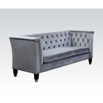 70" Blue Gray And Black Velvet Loveseat