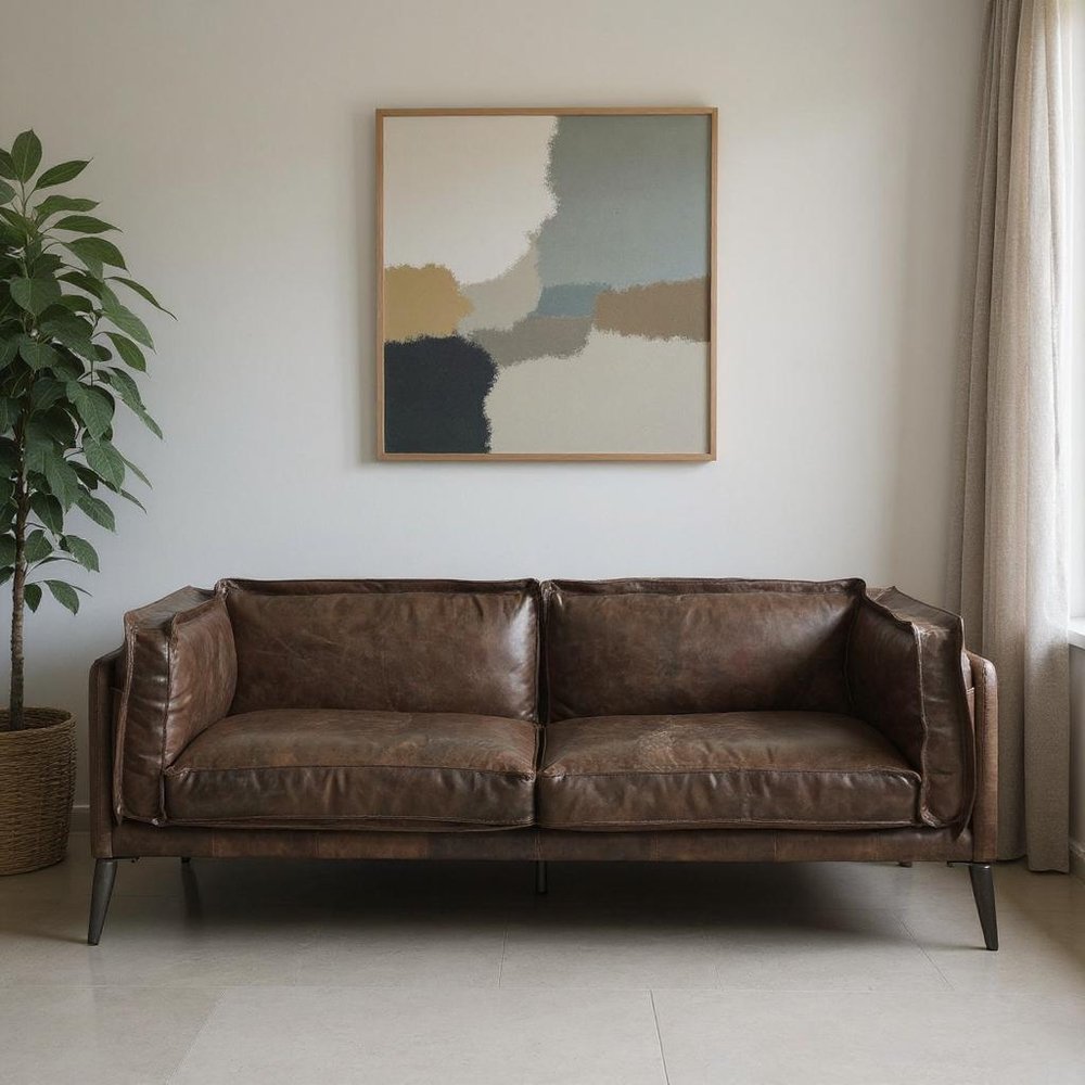 71" Chocolate And Silver Top Grain Leather Loveseat HomeRoots