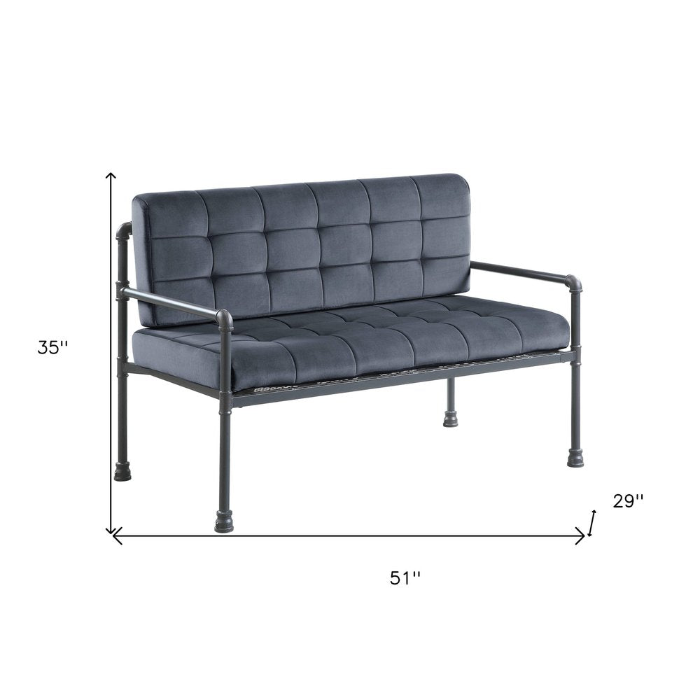 51" Gray Velvet Loveseat HomeRoots