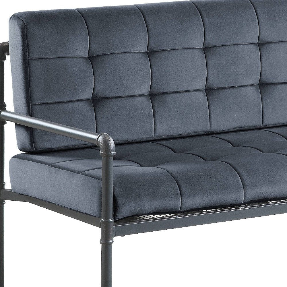 51" Gray Velvet Loveseat HomeRoots