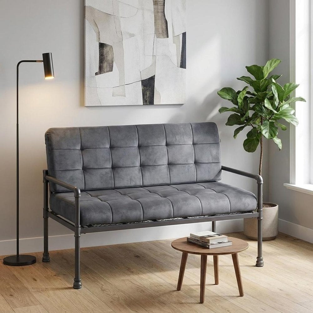 51" Gray Velvet Loveseat HomeRoots