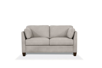59" Off White And Brown Leather Loveseat HomeRoots