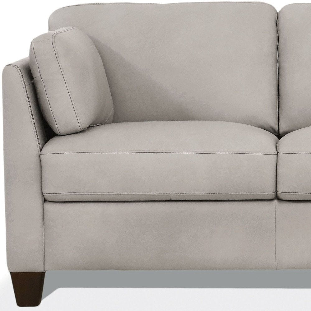 59" Off White And Brown Leather Loveseat HomeRoots