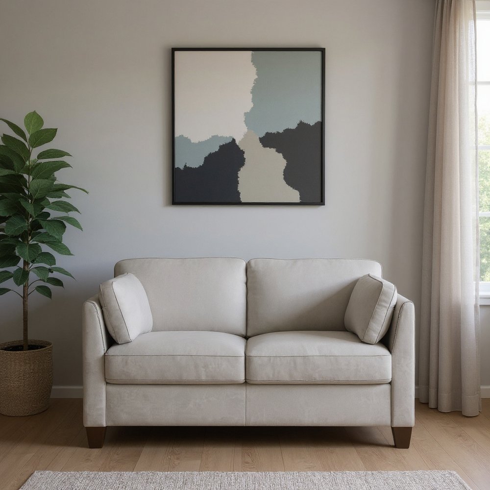 59" Off White And Brown Leather Loveseat HomeRoots