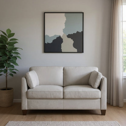 59" Off White And Brown Leather Loveseat HomeRoots