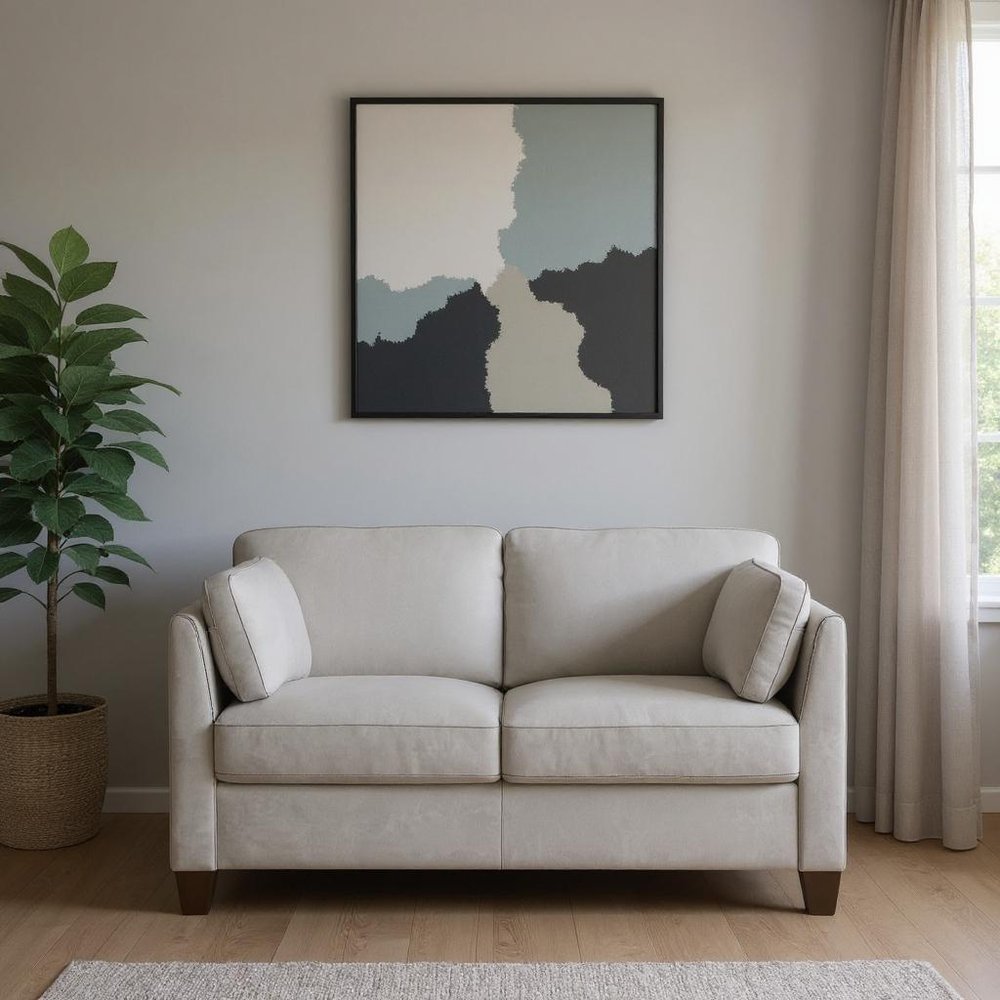 59" Off White And Brown Leather Loveseat HomeRoots