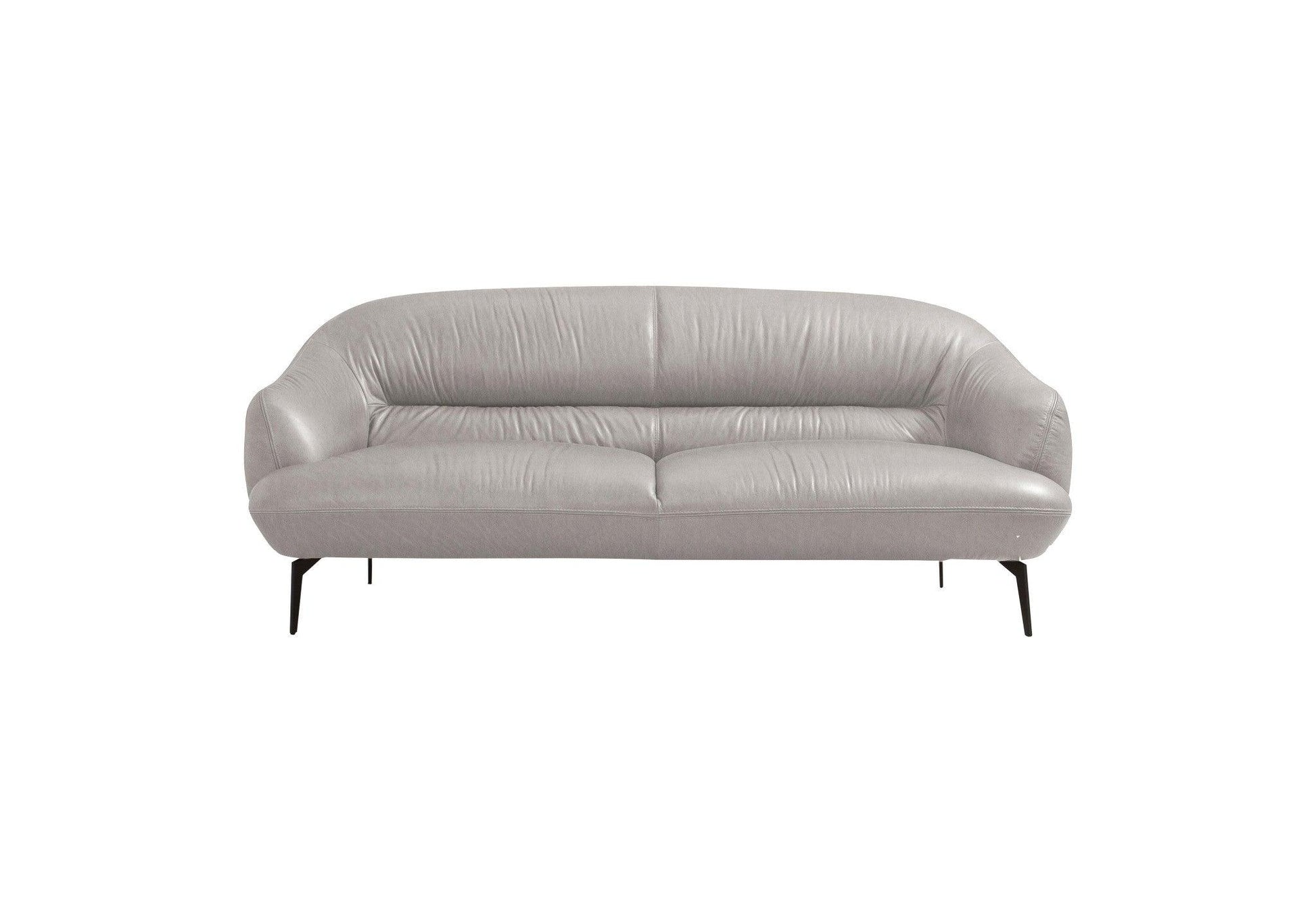66" Gray And Black Leather Loveseat - FurniFindUSA