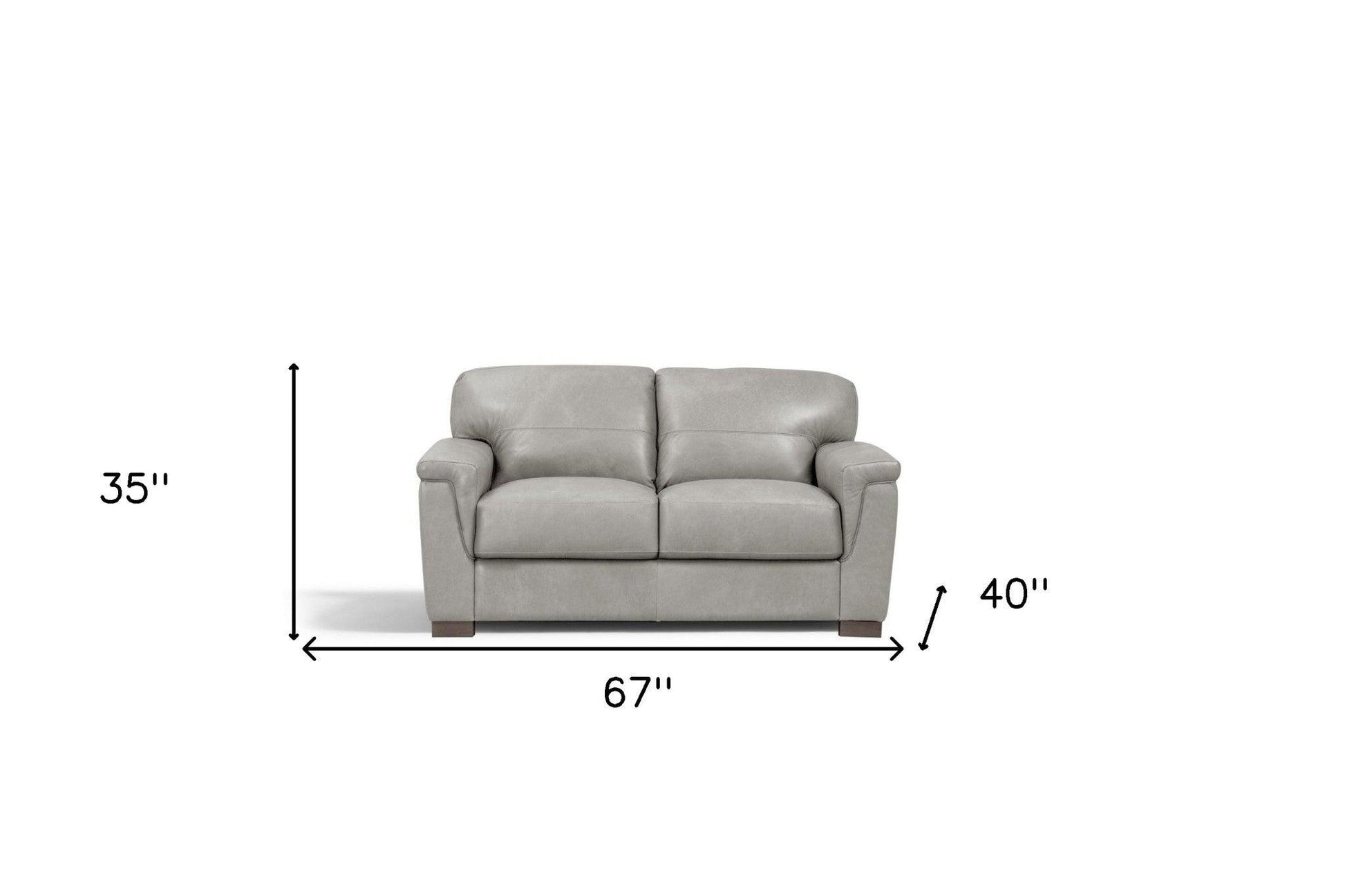 67" Gray Leather And Black Love Seat - FurniFindUSA