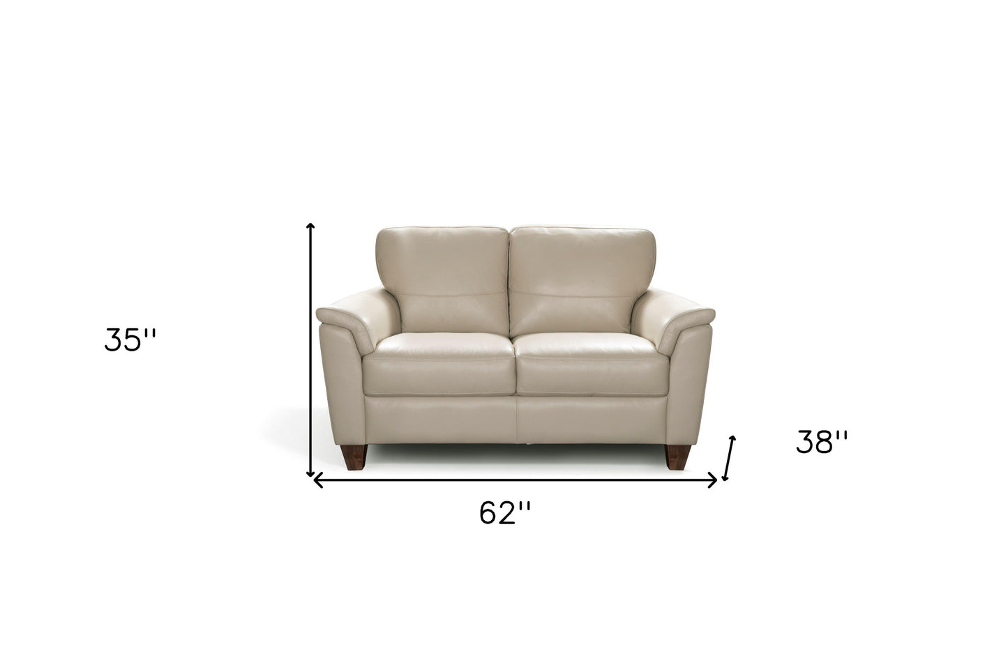 62" Beige Leather And Black Love Seat