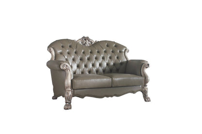 71" Bone Faux Leather Loveseat and Toss Pillows HomeRoots